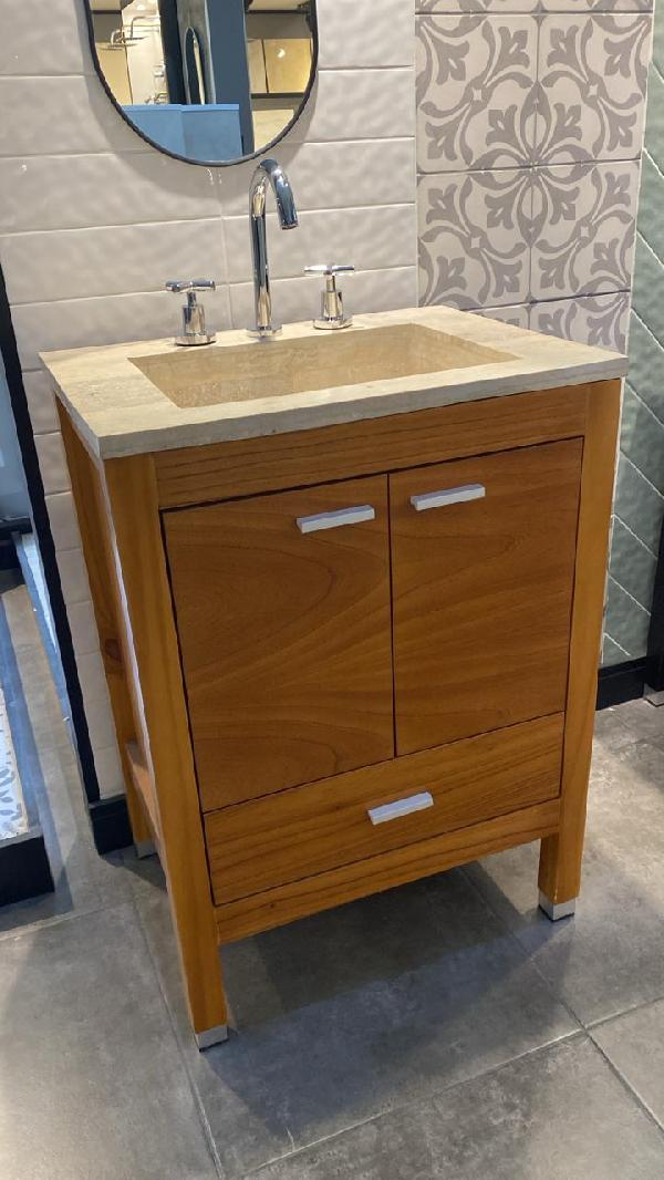 MONACO MIEL 60CM C/BACHA DE MARMOL TRAVERTINO