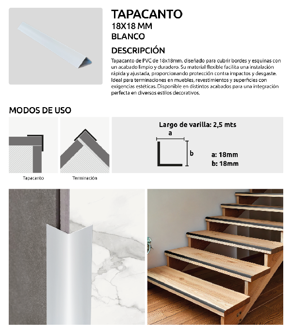 PVC BLANCO,&nbsp;PERFILES H&AMP;O,&nbsp;TAPACANTO,&nbsp;H&AMP;O