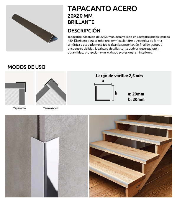 ACERO BRILLANTE,&nbsp;PERFILES H&AMP;O,&nbsp;TAPACANTO,&nbsp;H&AMP;O