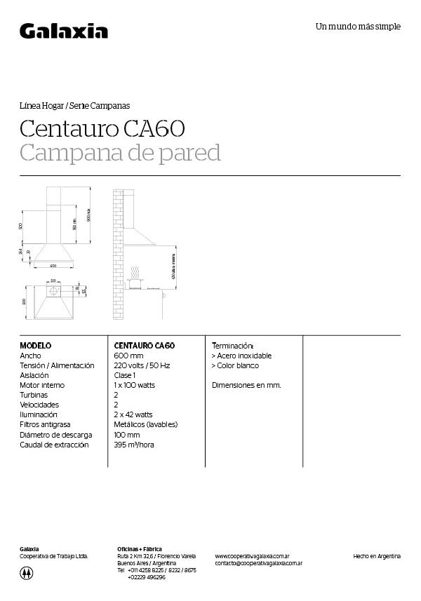 CENTAURO CA60,&nbsp;SANITARIOS,&nbsp;CAMPANAS,&nbsp;GALAXIA